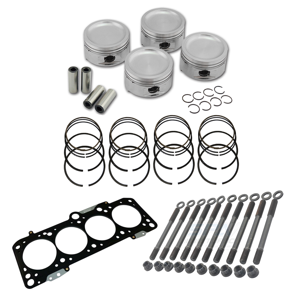 FORGED PISTON AND RINGS SET 83MM VW ABA 2.0L 8V + DECOMPRESSION HEAD GASKET SPACER - 1.5MM + HEAD STUD SET