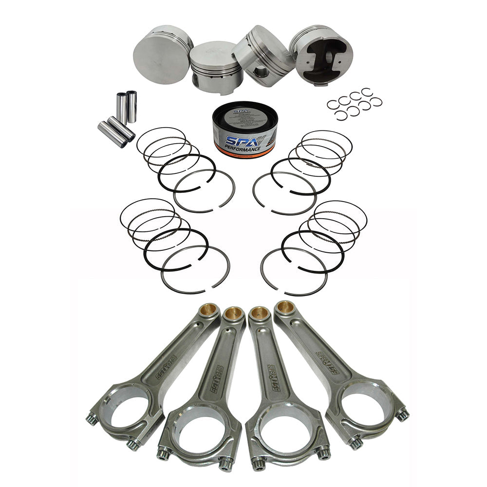 FORGED FLAT TOP PISTON AND RINGS SET 83.5MM VW ABA 2.0L 8V + VW 159MM X 20MM SUPER A CONNECTING ROD SET 3/8" BOLT (1000HP)