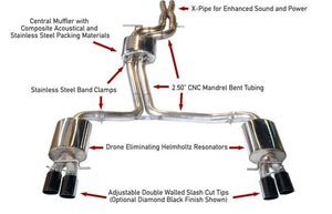 AWE Track Edition Exhaust for Audi B8 S4 3.0T - Diamond Black Tips (102mm) Audi S4 2013-2016